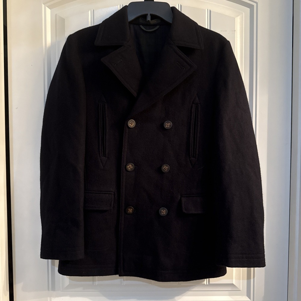 Lauren Ralph Lauren Women's Black  Peacoat 14R Medium Double Breasted